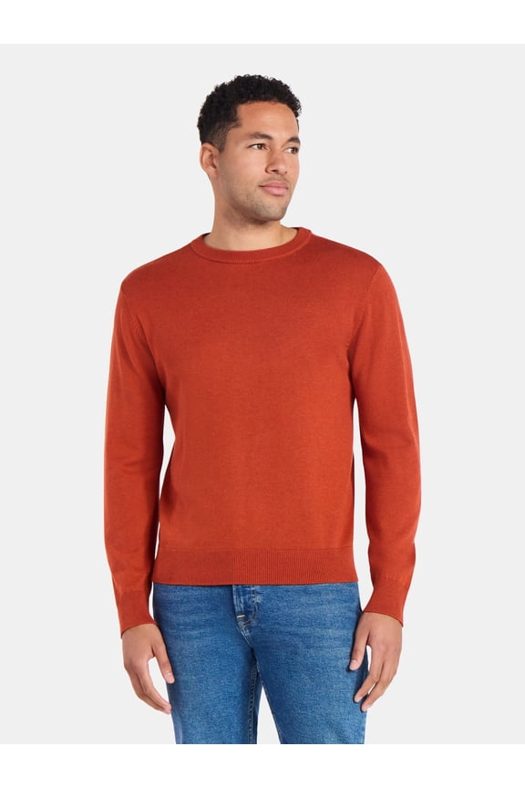 Men's and Big Men's Cotton Blend Crewneck Sweater, Lightweight, Sizes XS-3XL