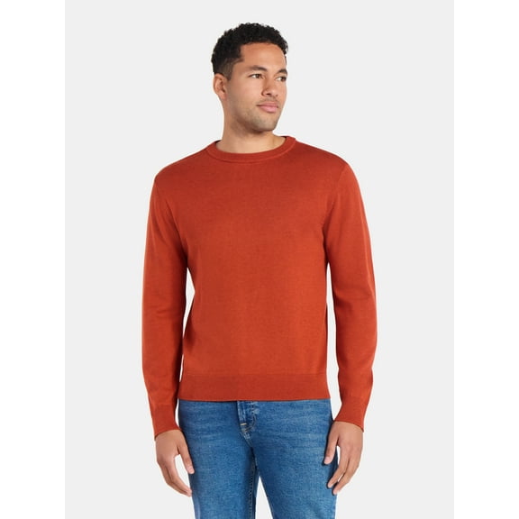 George Men's and Big Men's Cotton Blend Crewneck Sweater, Lightweight, Sizes XS-3XL