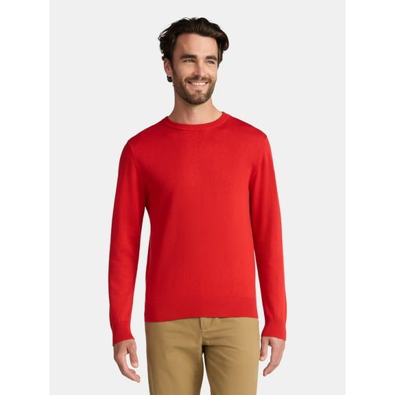 George Men's and Big Men's Cotton Blend Crewneck Sweater, Lightweight, Sizes XS-3XL