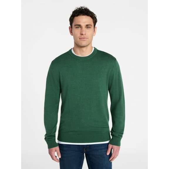 George Men's and Big Men's Cotton Blend Crewneck Sweater, Lightweight, Sizes XS-3XL