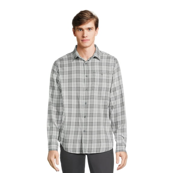 George Men's & Big Men's Brushed Poplin Button-Up Shirt with Long Sleeves, Sizes S-3XL