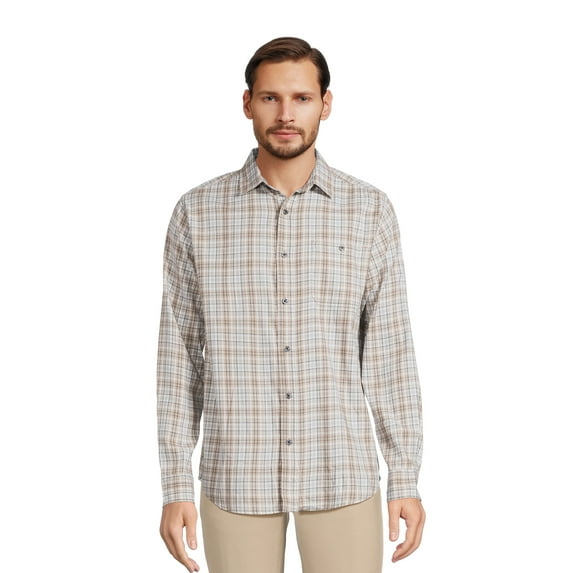 George Men's & Big Men's Brushed Poplin Button-Up Shirt with Long Sleeves, Sizes S-3XL
