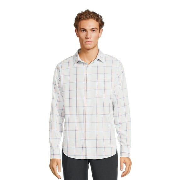 George Men's & Big Men's Brushed Poplin Button-Up Shirt with Long Sleeves, Sizes S-3XL