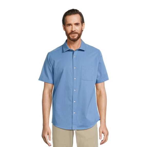 George Men’s & Big Men’s Button-Up Commuter Shirt with Short Sleeves, Sizes S-3XL