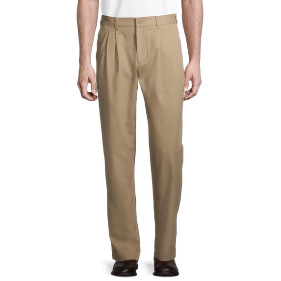 men's Wrinkle Resistant Pleated Pants - Straight Leg Fit - Walmart.com