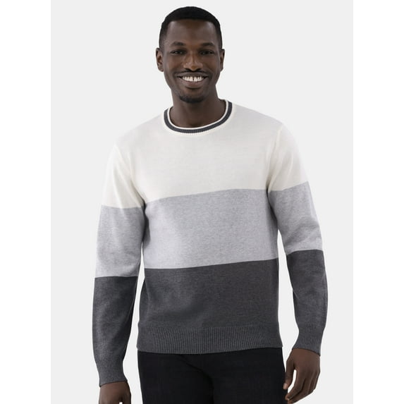 George Men's & Big Men's Colorblock Crewneck Sweater with Long Sleeves, Sizes S-3XL