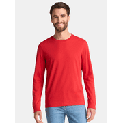 George Men's & Big Men's Relaxed Fit Cotton Crewneck T-Shirt with Long Sleeves, Size XS-3XL