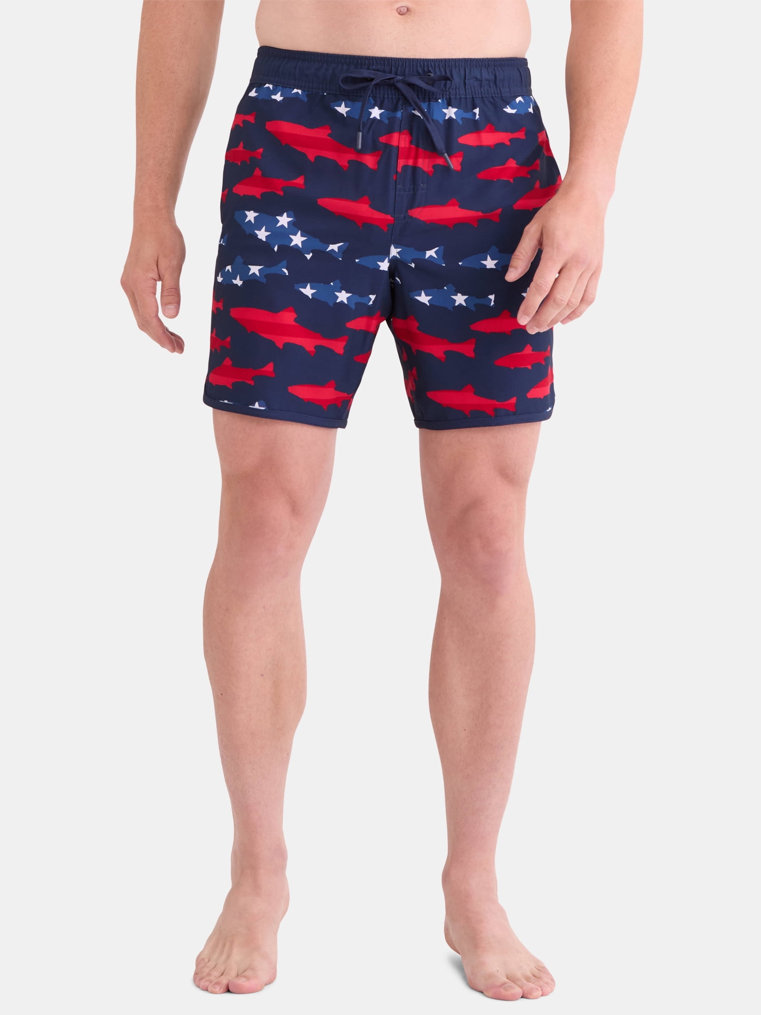 George Men's & Big Men's Dolphin Hem Swim Trunks, 7" Inseam, Size XS-3XL