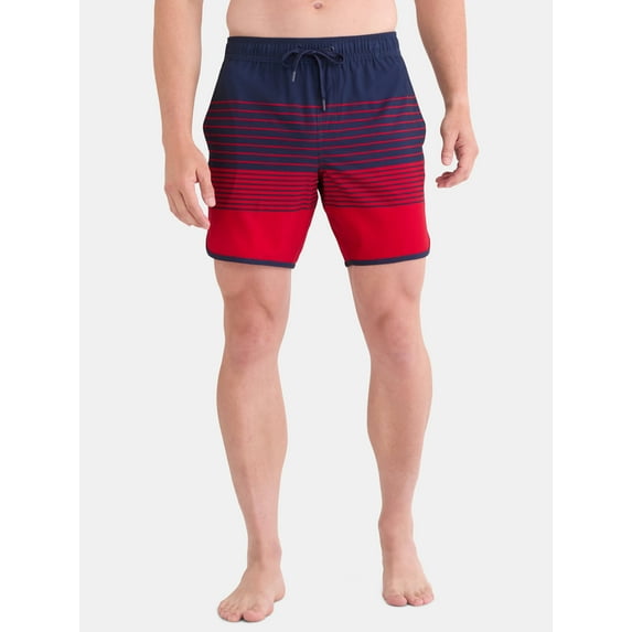 George Men's & Big Men's Dolphin Hem Swim Trunks, 7" Inseam, Size XS-3XL