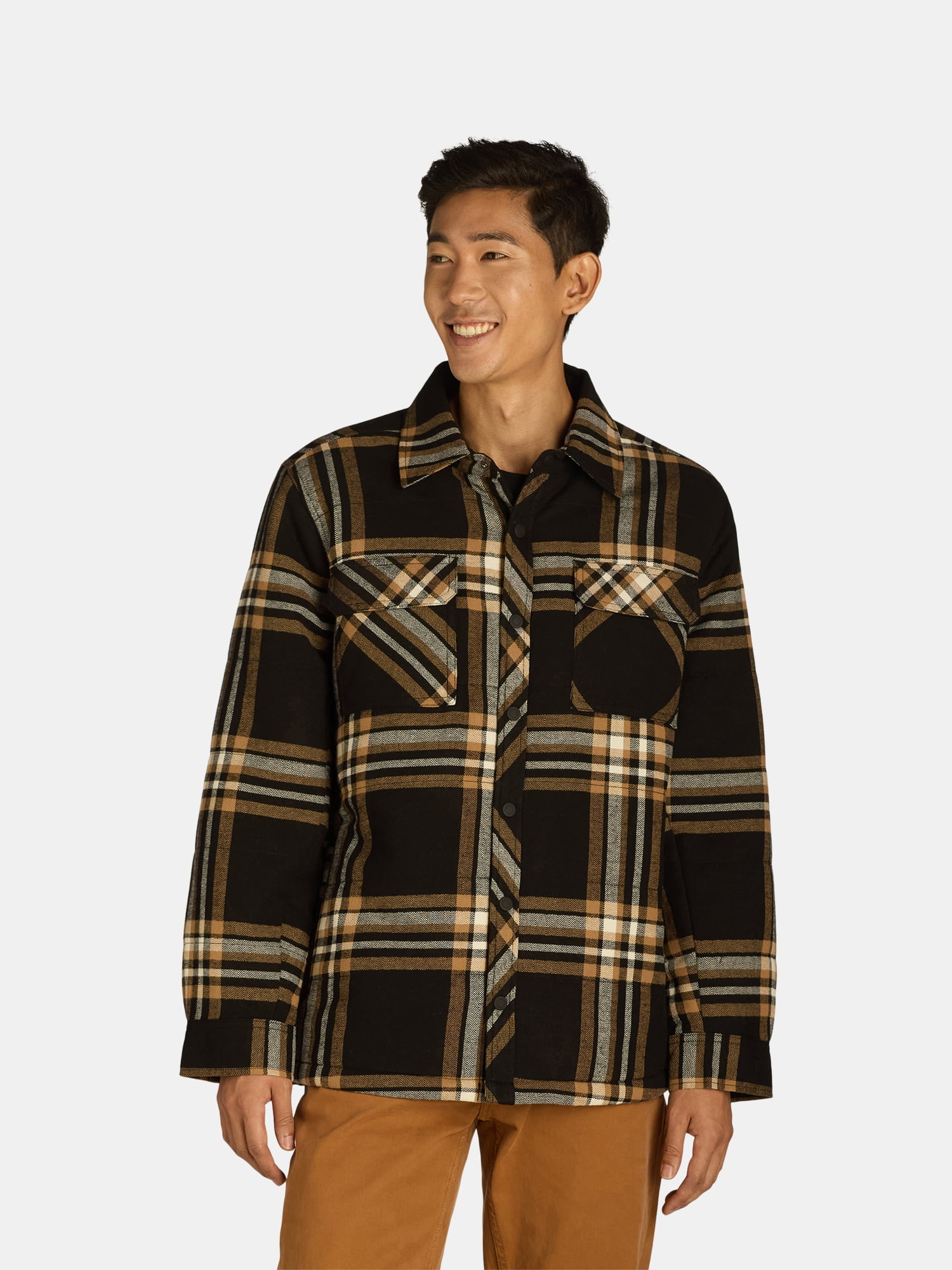 George Men's & Big Men's Fleece Lined Flannel Shirt Jacket, Sizes
