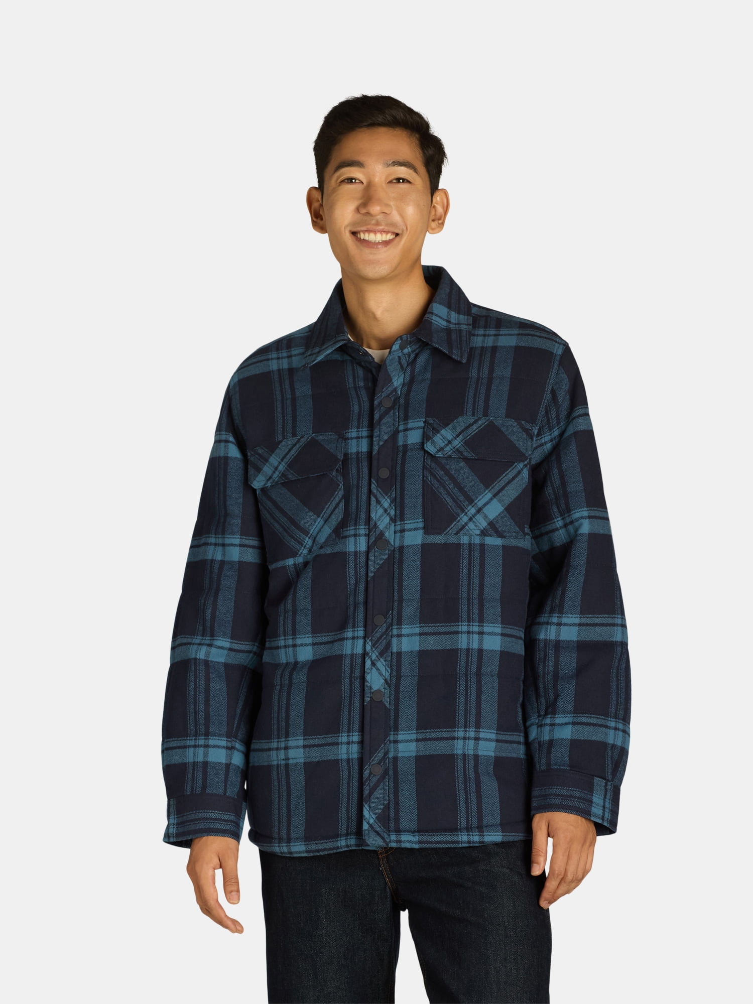 George Men's & Big Men's Fleece Lined Flannel Shirt Jacket, Sizes S-3XL