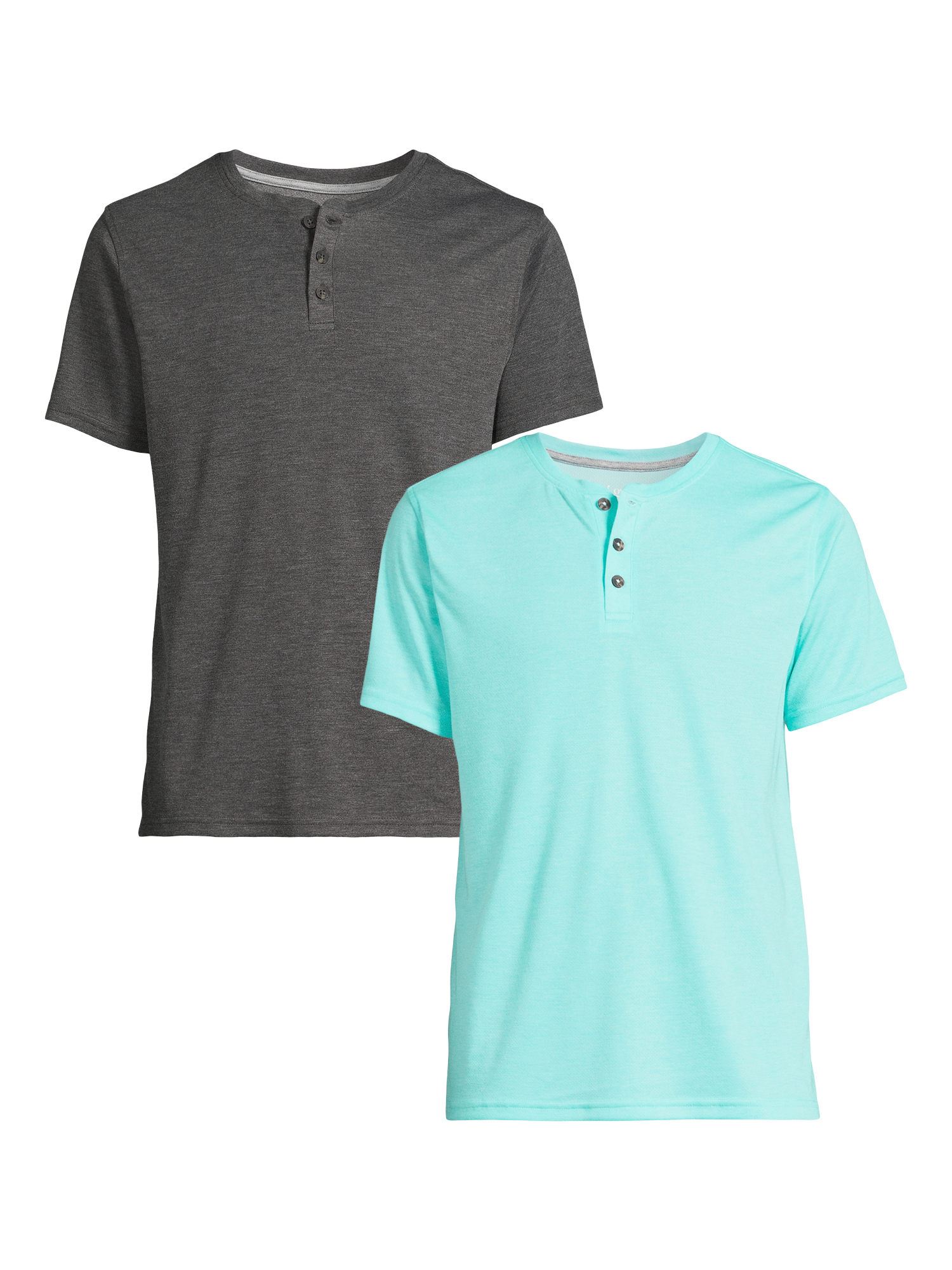 George Men’s & Big Men's Henley Tee with Short Sleeves, 2-Pack, Sizes S ...