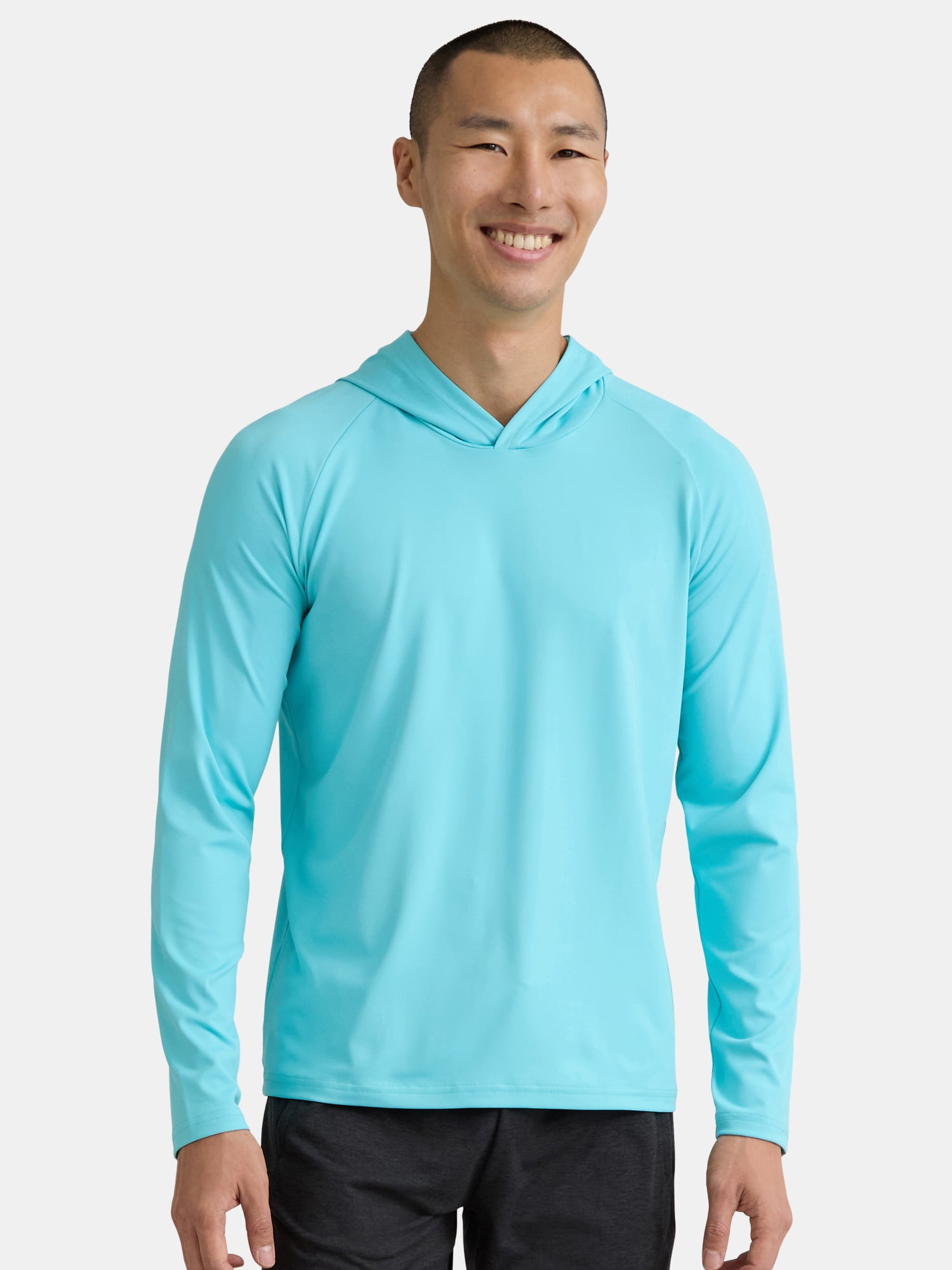George Men's & Big Men's Hooded Swim Rash Guard Top with UPF50+, Sizes ...