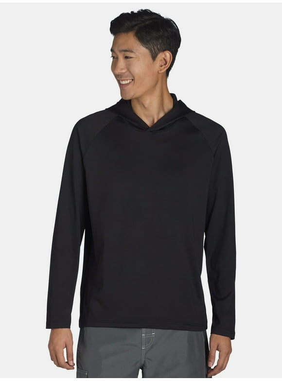 Men's and Big Men's Hooded Sun Shirt with Long Sleeves, UPF 50+, Sizes S-3XL