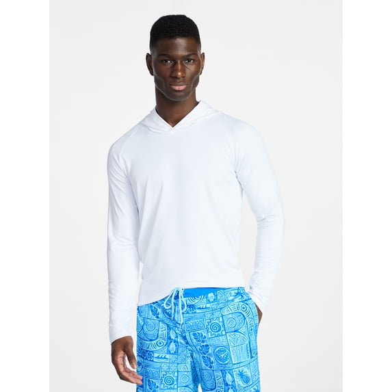 George Men's and Big Men's Hooded Sun Shirt with Long Sleeves, UPF 50+, Sizes S-3XL