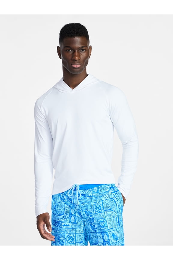 Men's and Big Men's Hooded Sun Shirt with Long Sleeves, UPF 50+, Sizes S-3XL