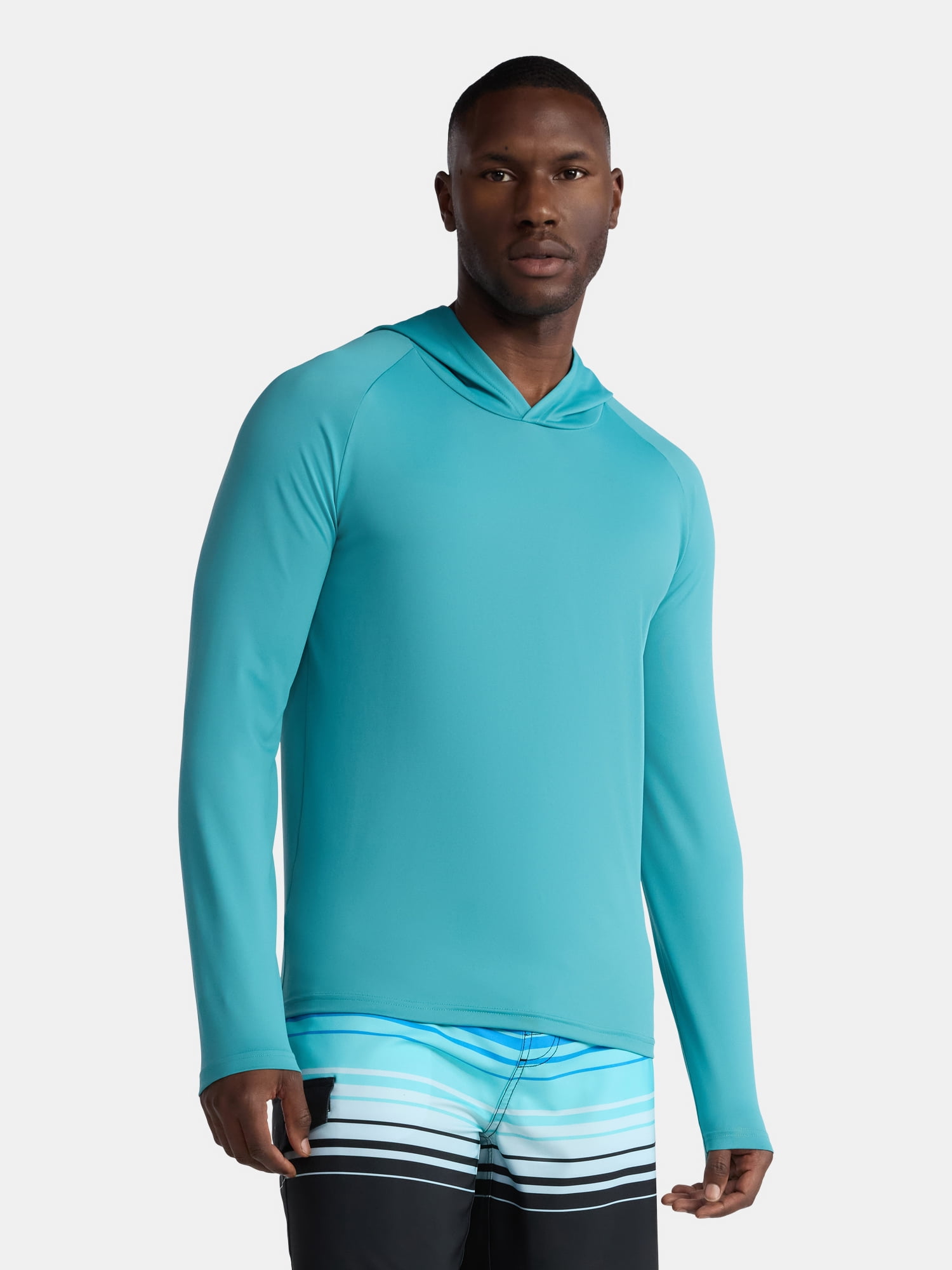 George Men's and Big Men's Hooded Sun Shirt with Long Sleeves, UPF 50+, Sizes S-3XL