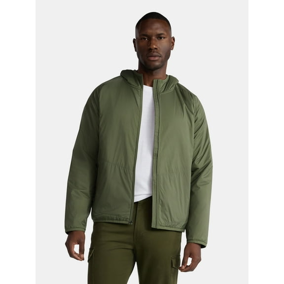 George Men's and Big Men's Lightweight Insulated Hooded Nylon Jacket, Sizes S-3XL