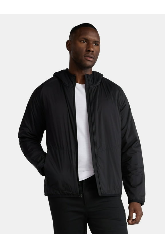 Men's and Big Men's Lightweight Insulated Hooded Nylon Jacket, Sizes S-3XL