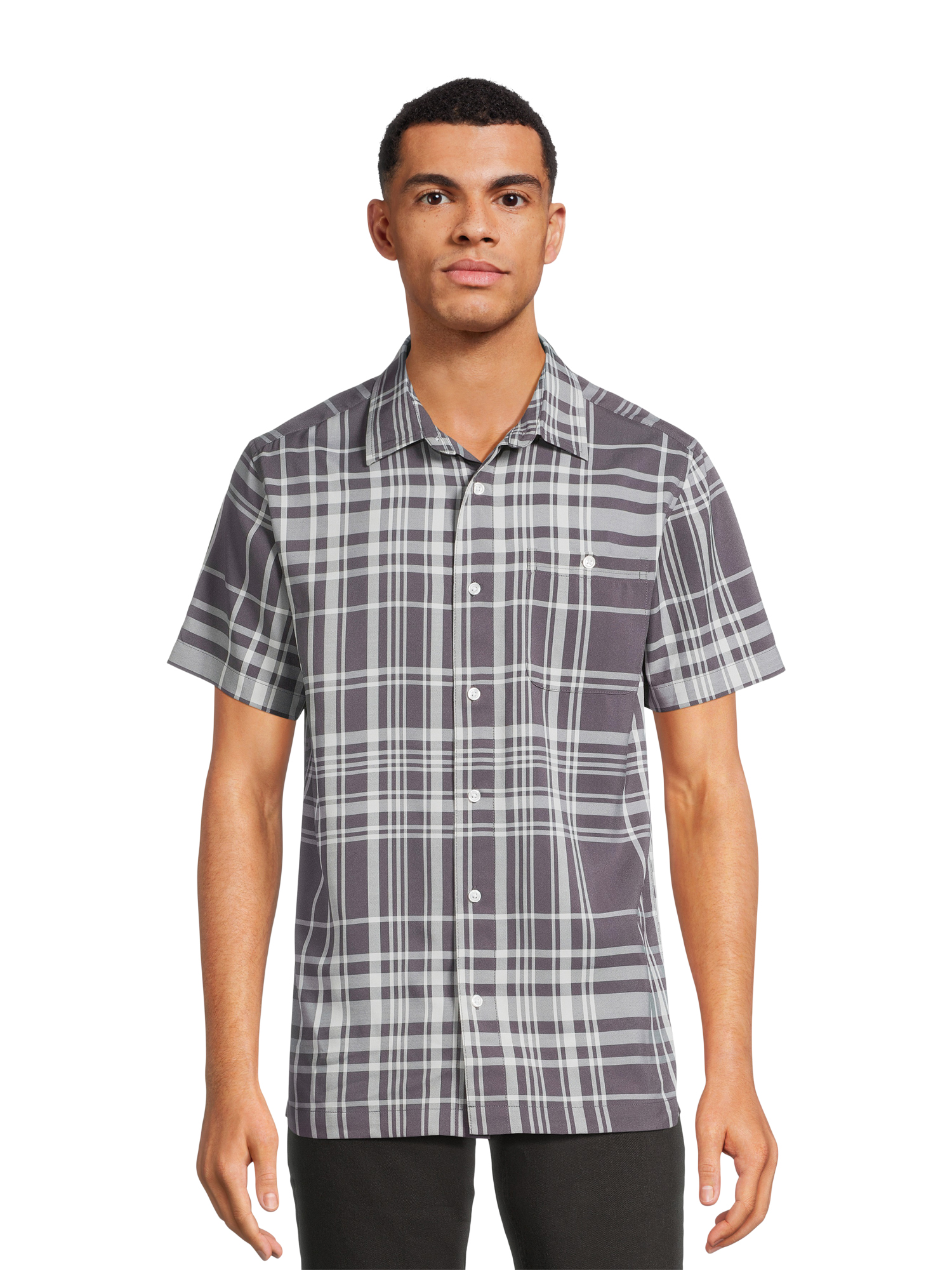 George Men's & Big Men's Lightwieght Button-Up Shirt with Short Sleeves ...