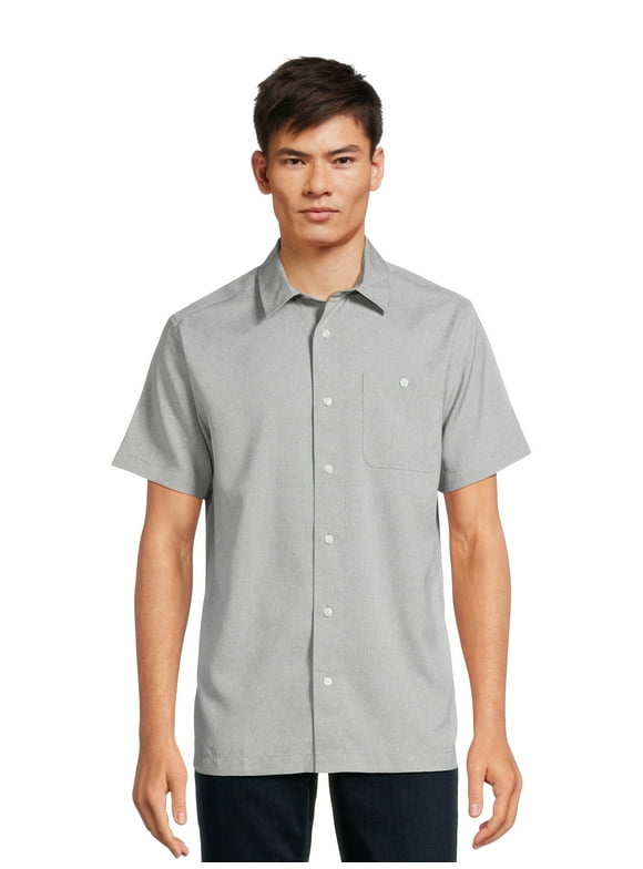 George Men's & Big Men's Lightwieght Button-Up Shirt with Short Sleeves, Sizes S-3XL