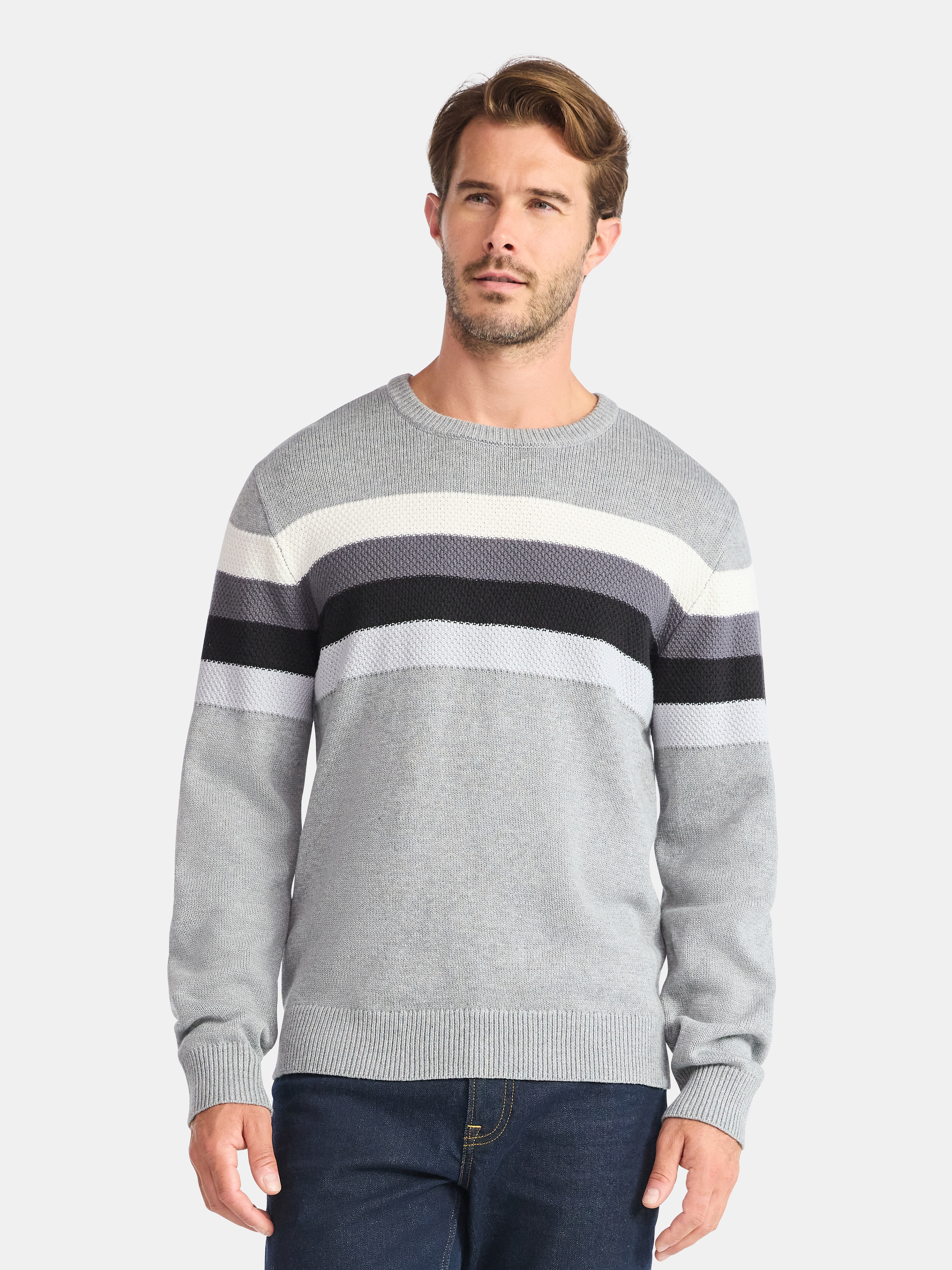 George Men's and Big Men's Chest Stripe Sweater, Midweight, Sizes S-3XL