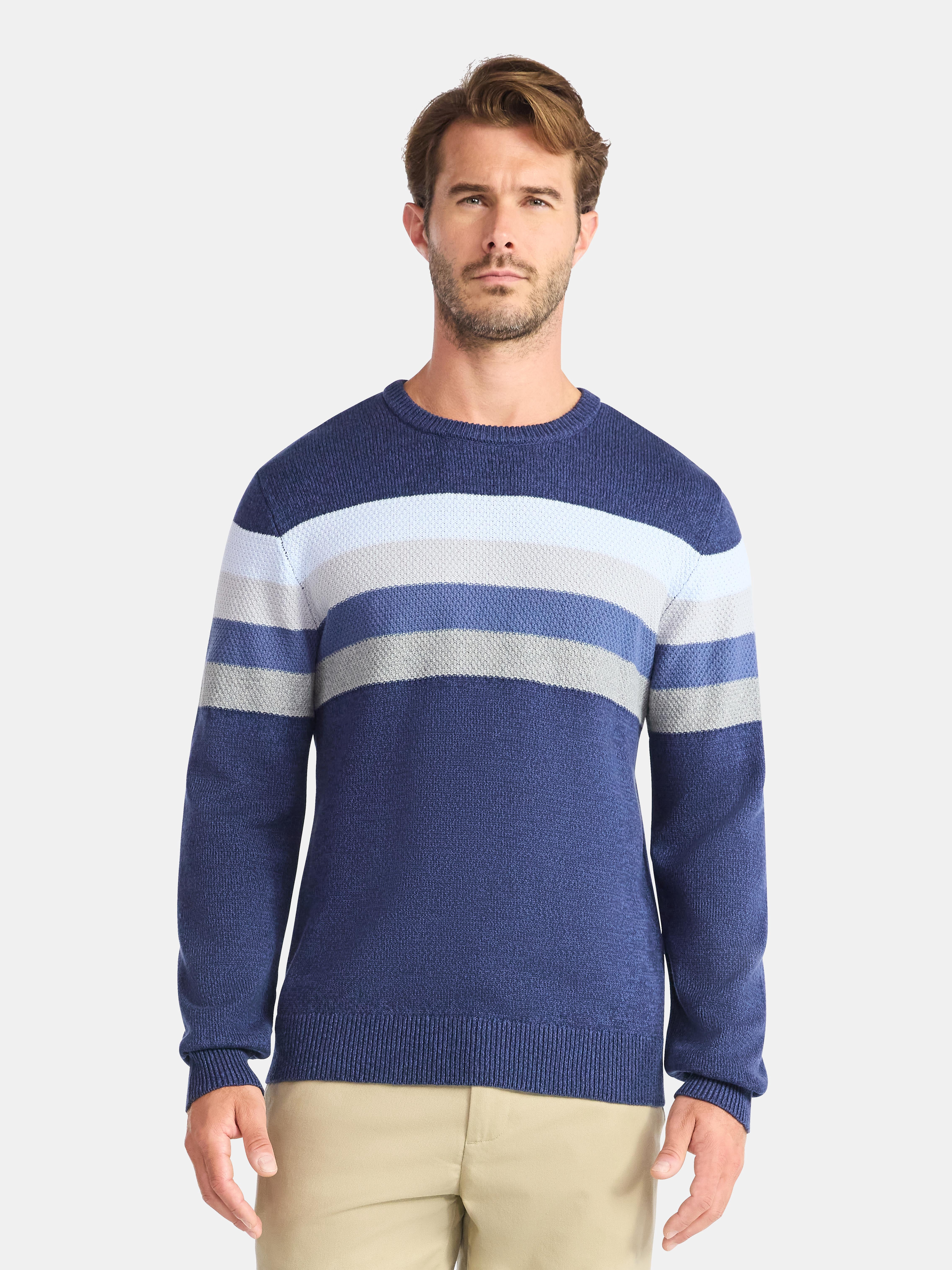 George Men's and Big Men's Chest Stripe Sweater, Midweight, Sizes S-3XL