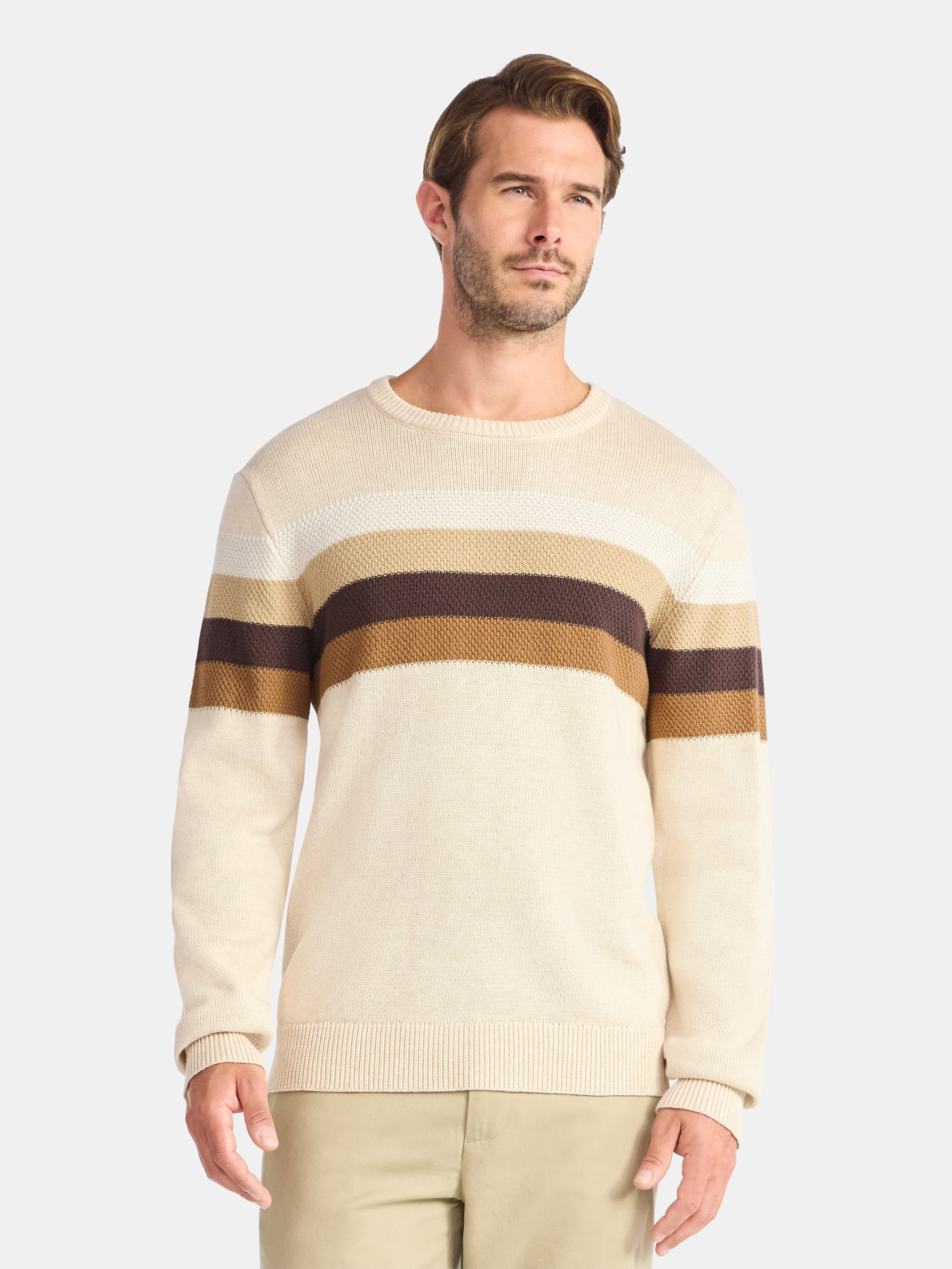George Men's and Big Men's Chest Stripe Sweater, Midweight, Sizes S-3XL