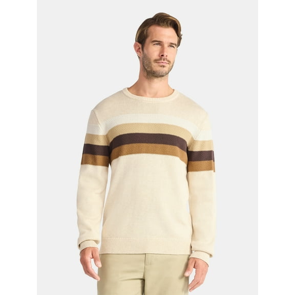 George Men's and Big Men's Chest Stripe Sweater, Midweight, Sizes S-3XL