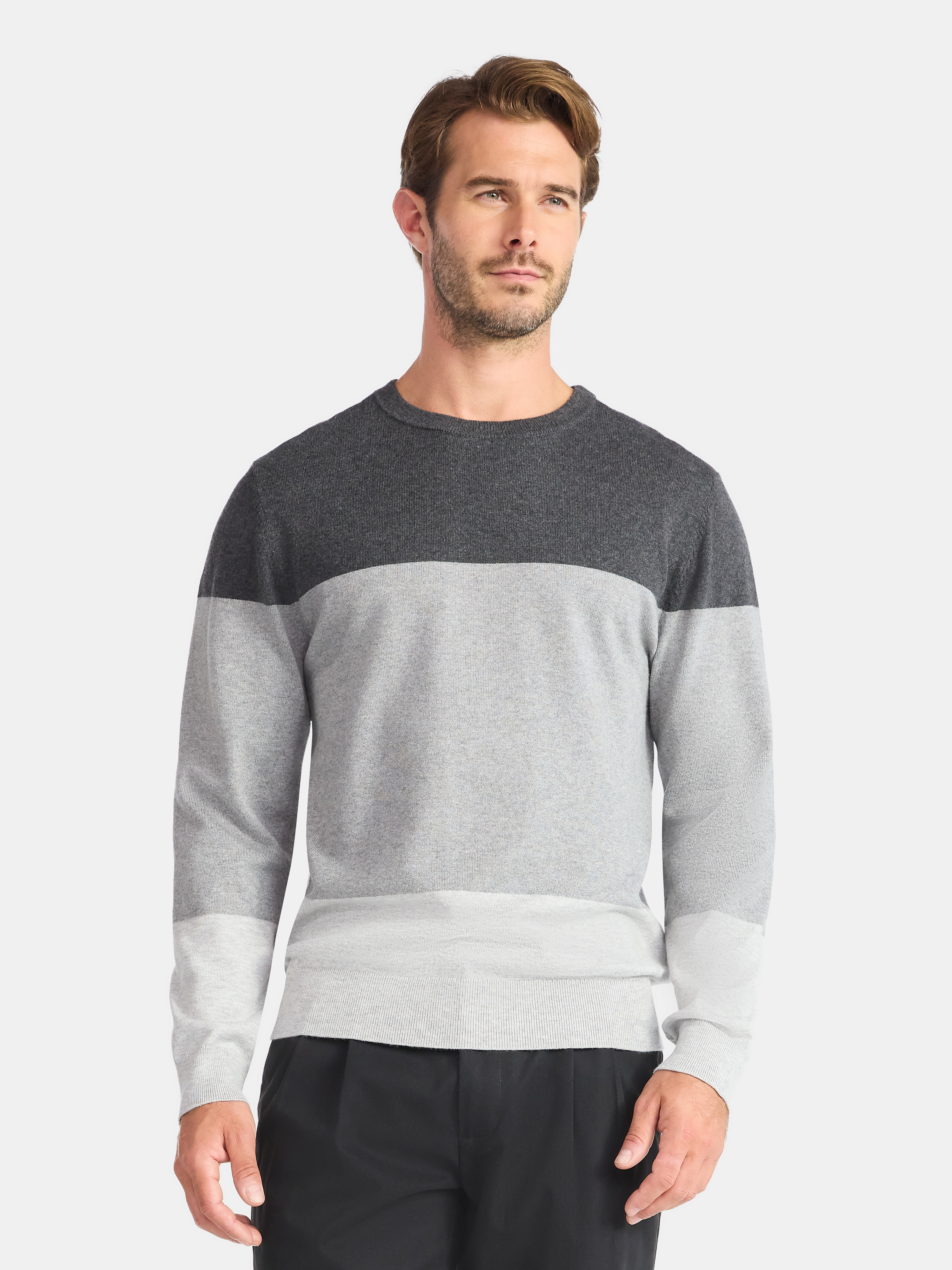 George Men's and Big Men's Colorblock Crewneck Sweater, Midweight, Sizes S-3XL