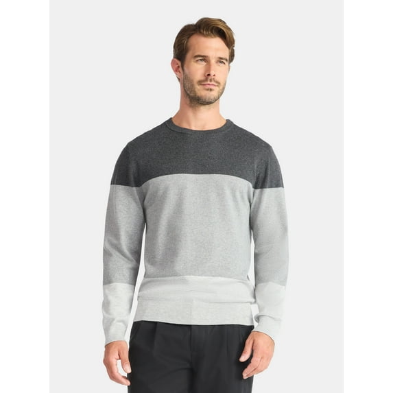 George Men's and Big Men's Colorblock Crewneck Sweater, Midweight, Sizes S-3XL