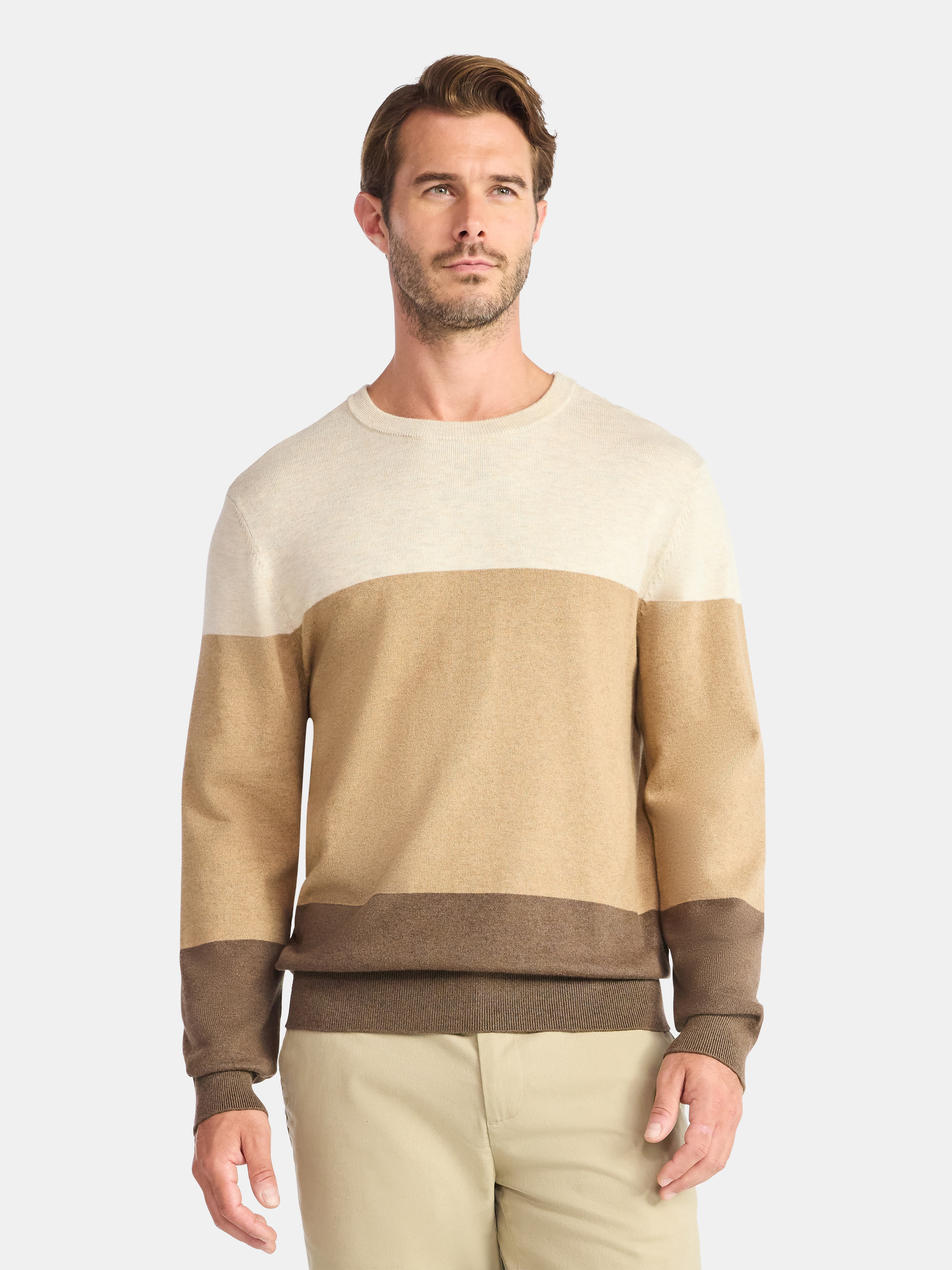 George Men's and Big Men's Colorblock Crewneck Sweater, Midweight, Sizes S-3XL