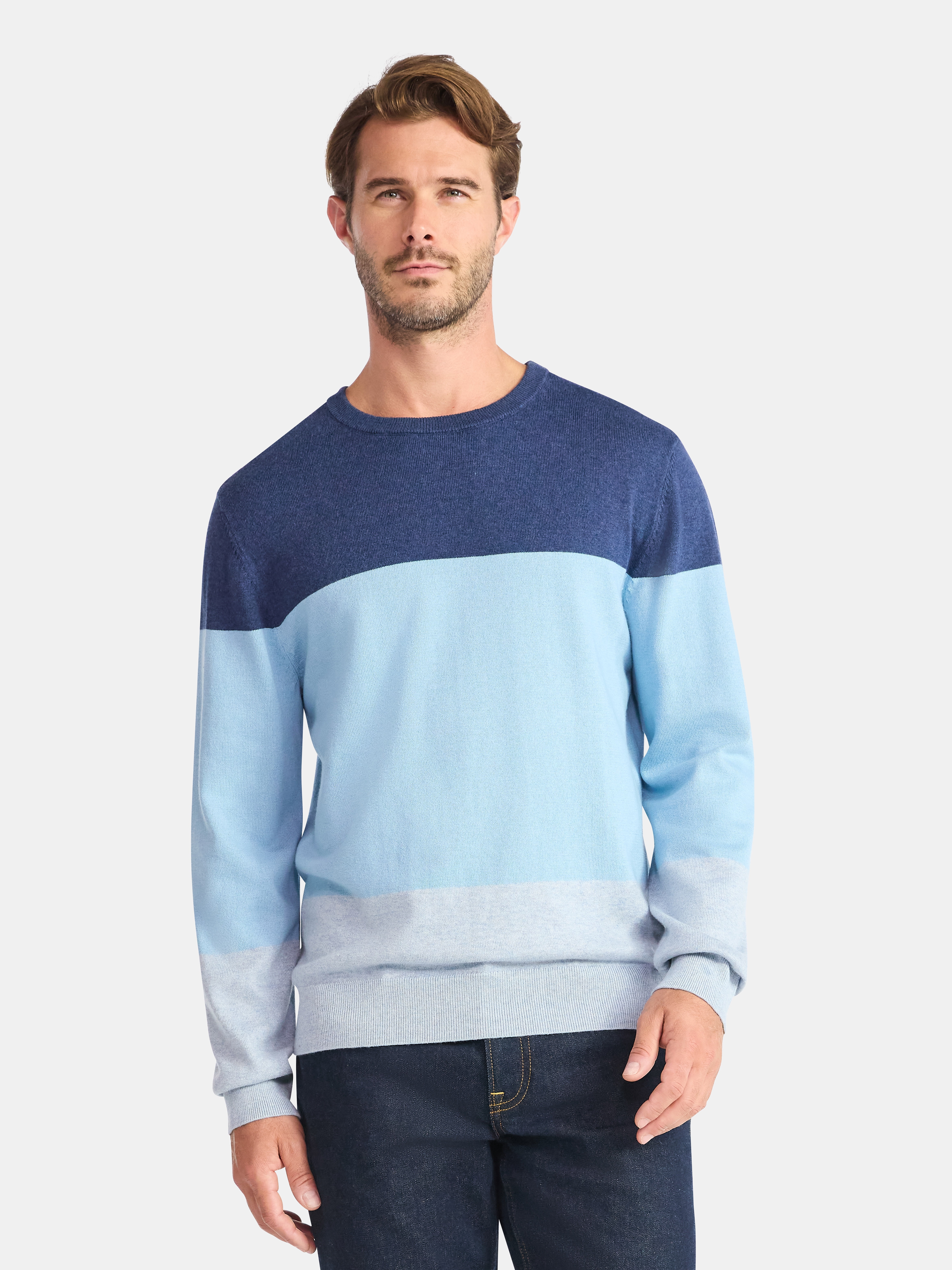 George Men's and Big Men's Colorblock Crewneck Sweater, Midweight, Sizes S-3XL