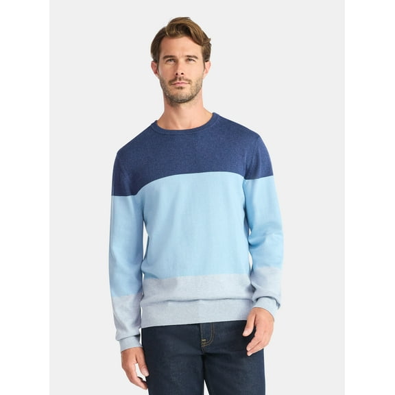 George Men's and Big Men's Colorblock Crewneck Sweater, Midweight, Sizes S-3XL