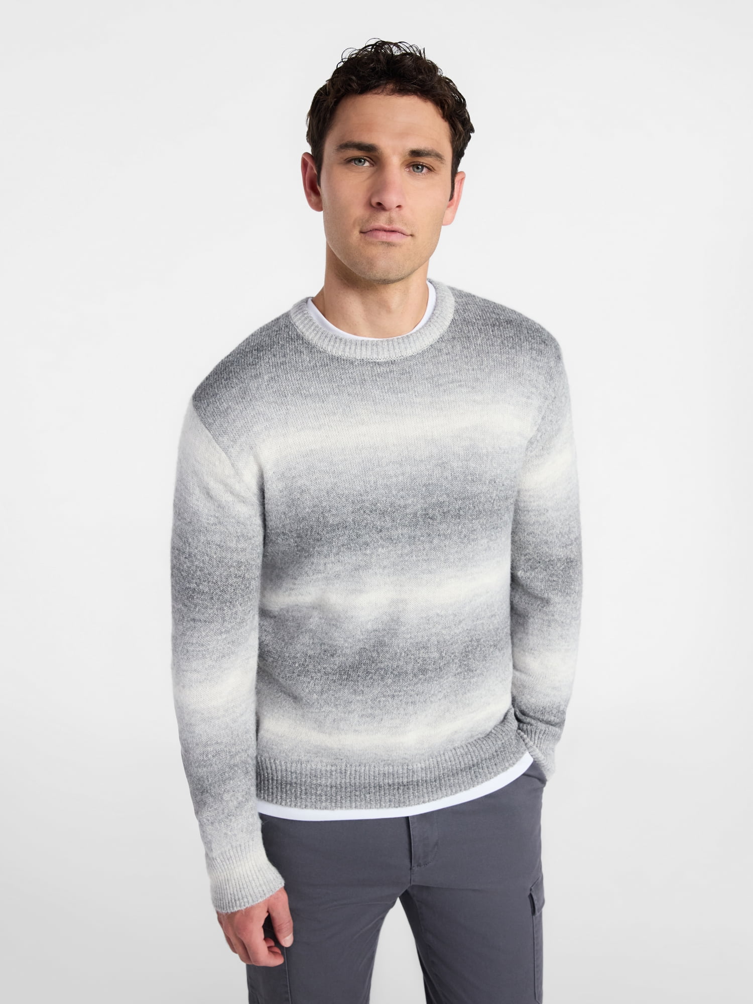 George Men's and Big Men's Ombre Crewneck Sweater, Midweight, Sizes S-3XL