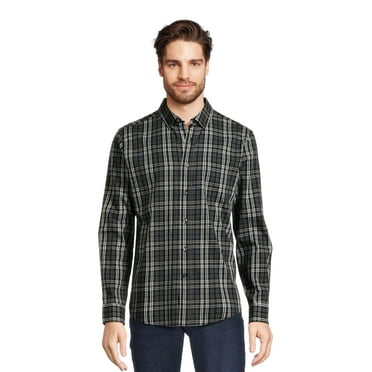 George Men's & Big Men's Long Sleeve Poplin Button-Up Shirt, Sizes S-3XL