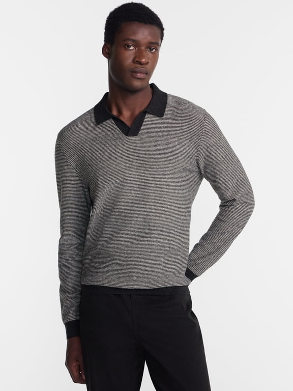 Men's and Big Men's Sweater Polo Shirt with Long Sleeves, Sizes S-4XLT