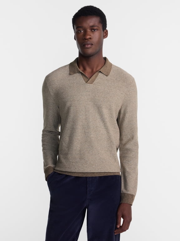Men's and Big Men's Sweater Polo Shirt with Long Sleeves, Sizes S-4XLT
