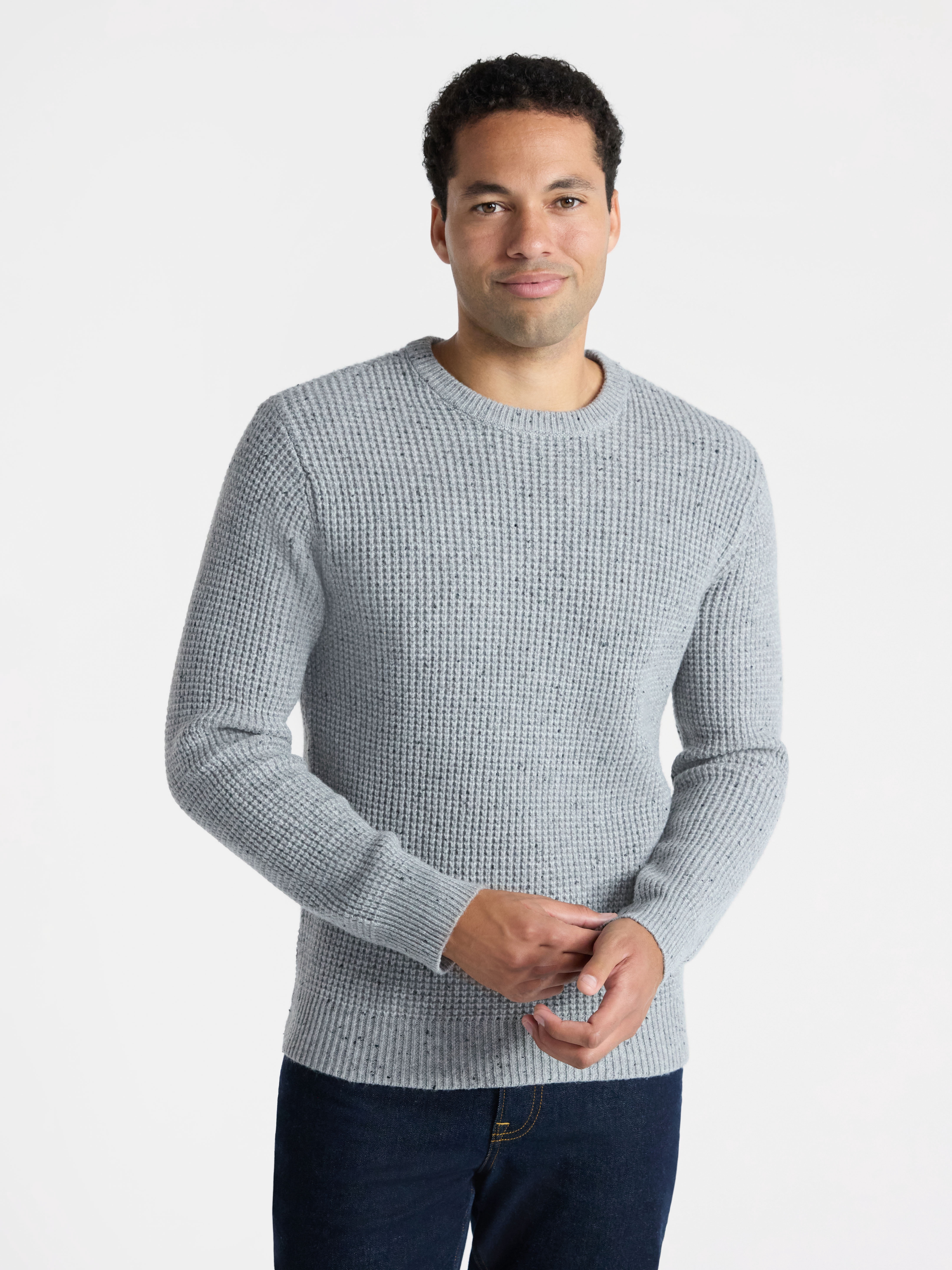 George Men's and Big Men's Waffle Crewneck Sweater with Long Sleeves, Sizes S-3XL