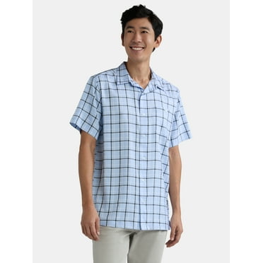 George Men's & Big Men's Microfiber Button Up Shirt with Short Sleeves, Sizes S-3XL