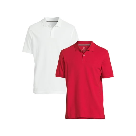 George Men's & Big Men's 2-Pack Pique Polo Shirts with Short Sleeves, Sizes S-3XL