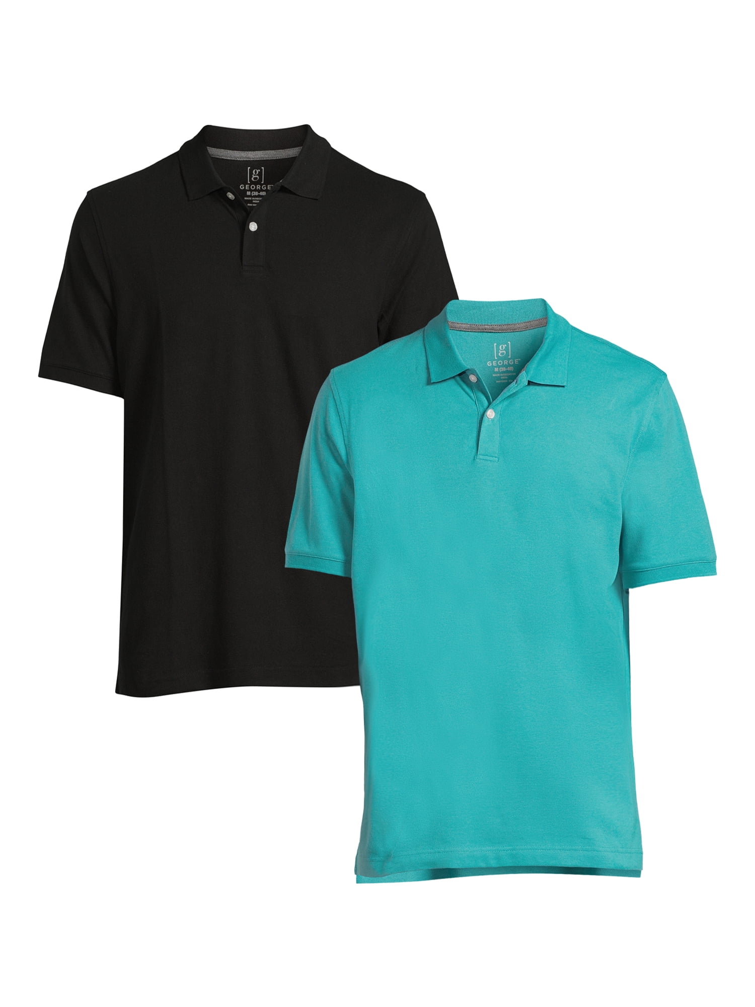 George Men's & Big Men's 2-Pack Pique Polo Shirts with Short George Men's & Big Men's 2-Pack Pique Polo Shirts with Short