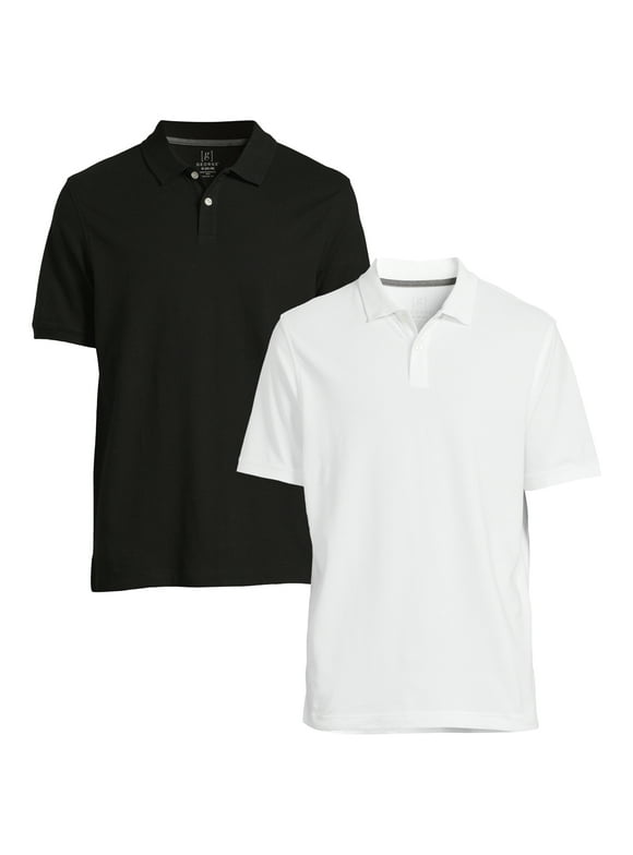 George Men's & Big Men's Pique Polo Shirts with Short Sleeves, 2 pack, Sizes S-3XL