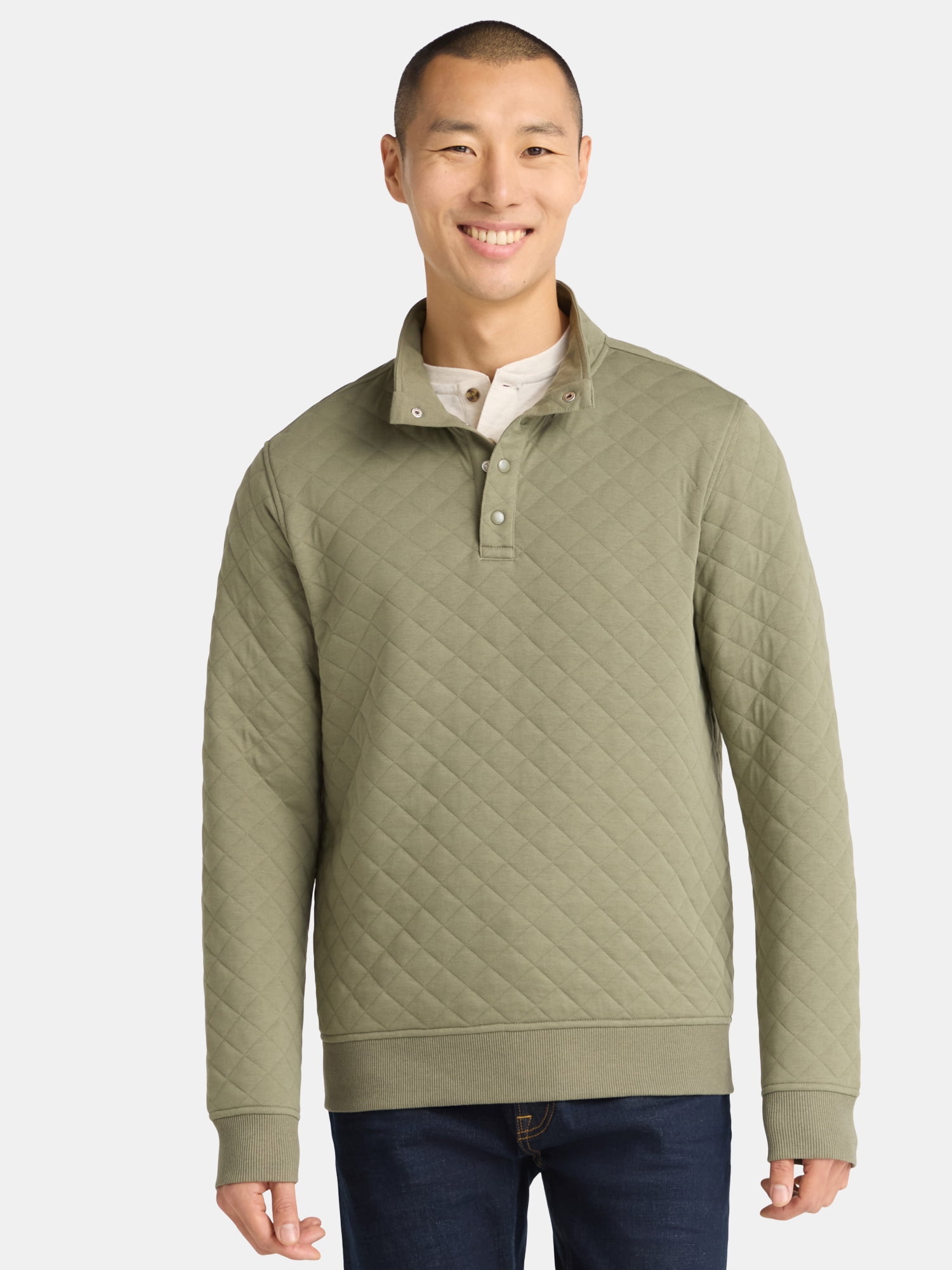 George Men's and Big Men's Quilted Snap Pullover Jacket, Sizes S