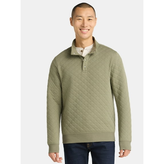 George Men's and Big Men's Quilted Snap Pullover Jacket, Sizes S-3XL