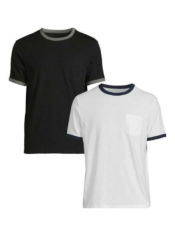 George Men’s & Big Men's Ringer Tee with Short Sleeves, 2-Pack, Sizes S-3XL