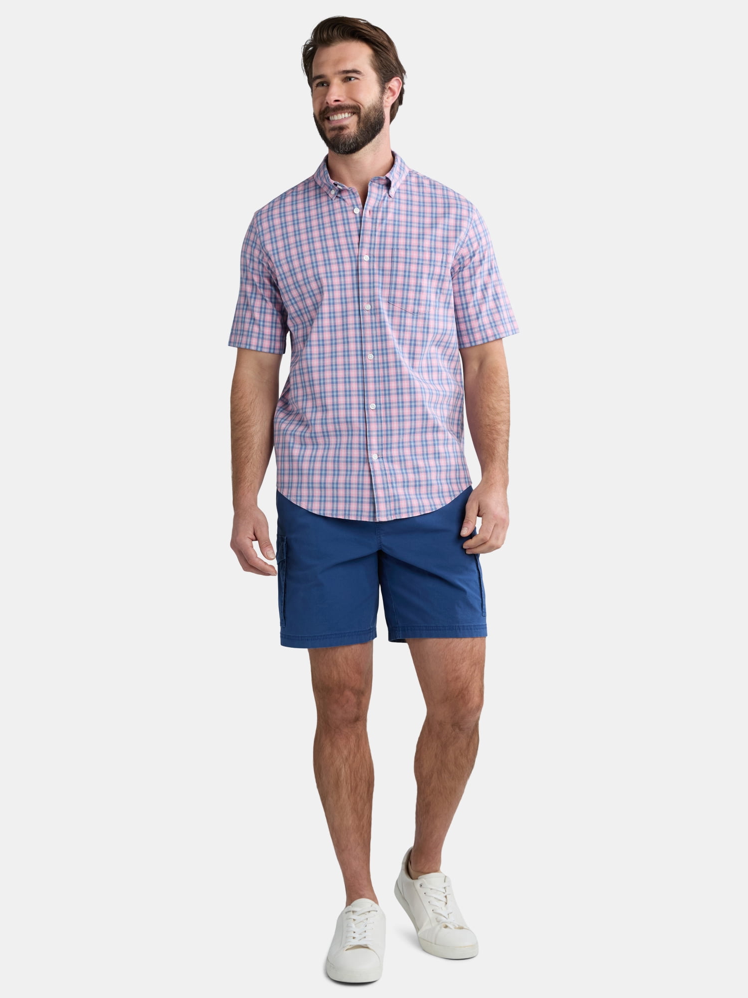 George Men's & Big Men's Classic Fit Short Sleeve Button-Up Poplin Shirt, Sizes S-3XL