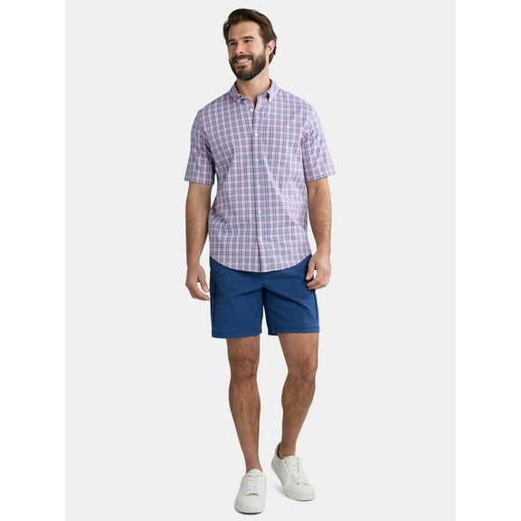 George Men's & Big Men's Button-Up Poplin Shirt with Short Sleeves, Sizes S-3XL