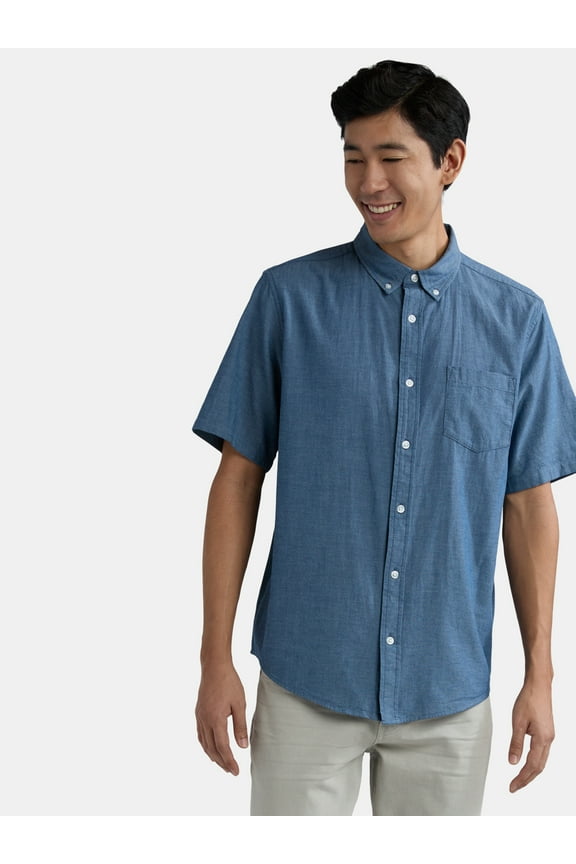 Men's & Big Men's Classic Fit Short Sleeve Button-Up Poplin Shirt, Sizes S-3XL