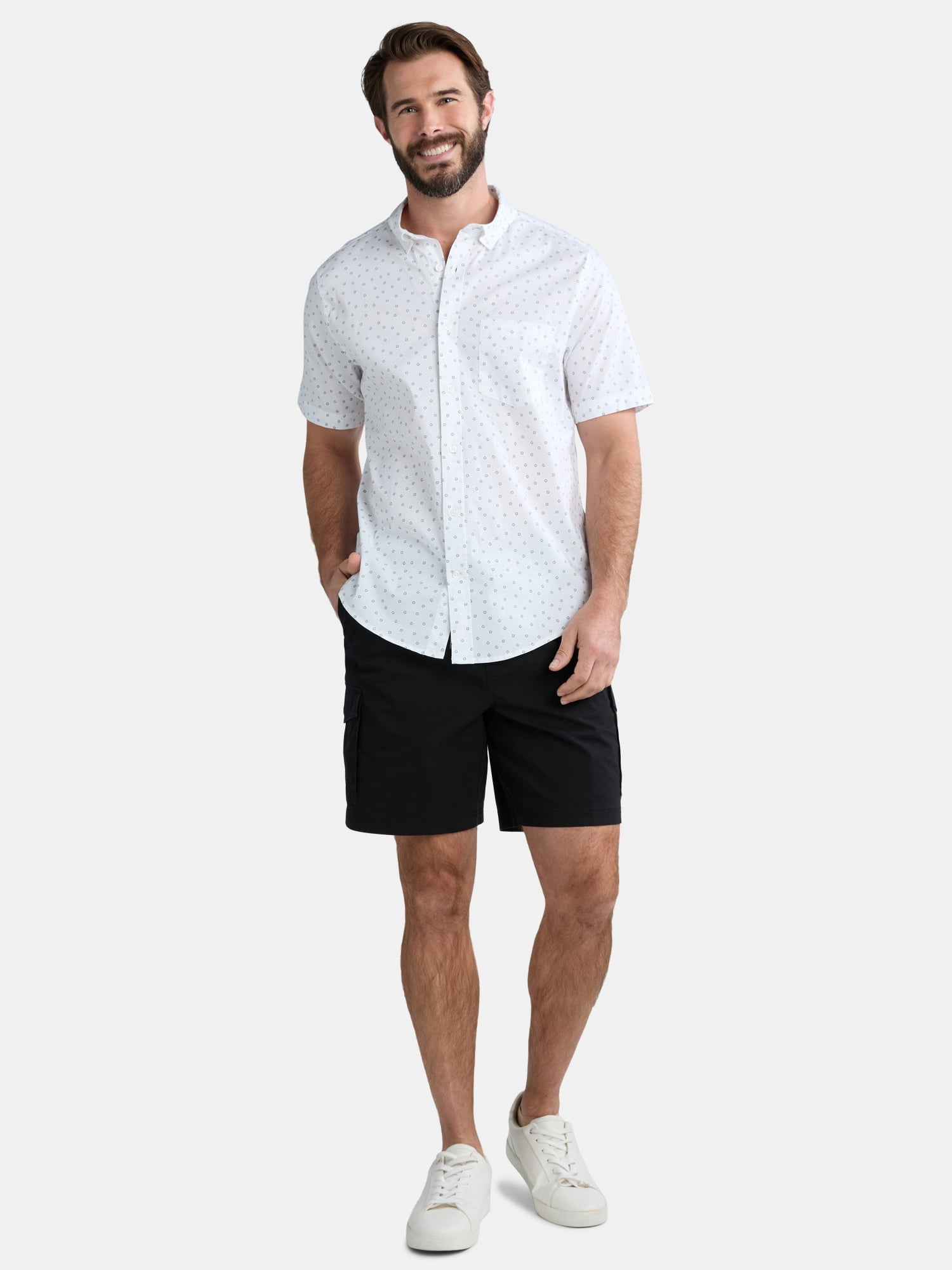George Men's & Big Men's Classic Fit Short Sleeve Button-Up Poplin Shirt, Sizes S-3XL